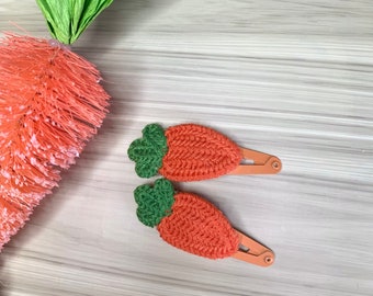 Easter Carrot Snap Clips/baby girl/toddler/spring clips/crochet carrots/orange clips