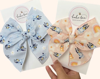 Blue Dog Bows/Toddler/Big Bow/Baby Girl/Rainbow/