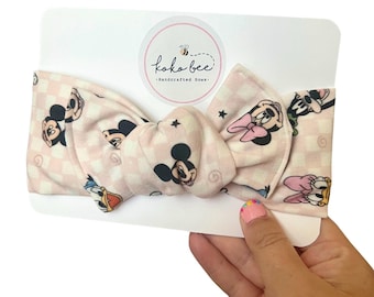 Pink Mickey & Friends Headwraps,XL Brynn Bows and Piggie Set/Disney/Minnie/Donald Duck