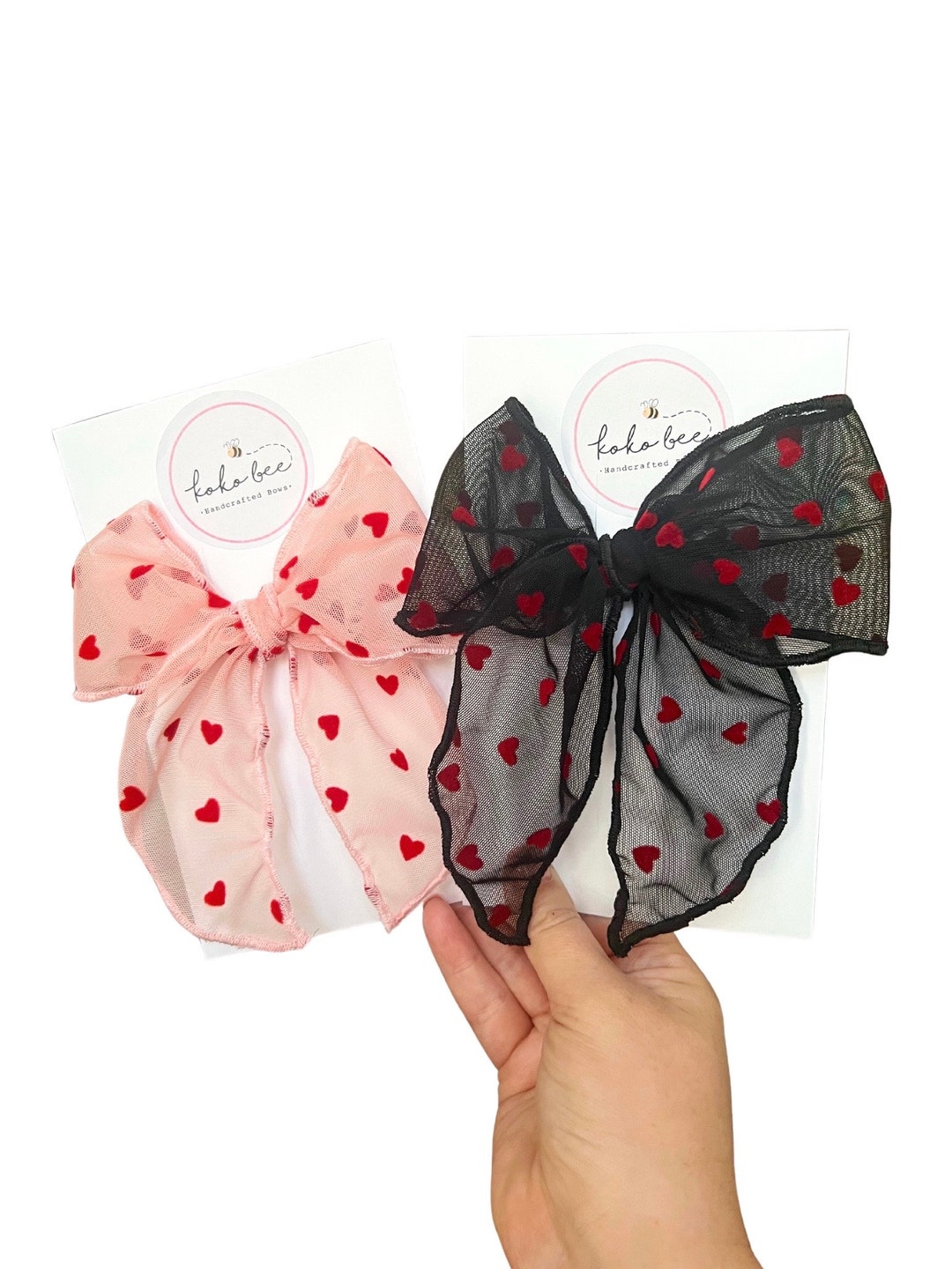 LITTLE A - Bows & Hearts Print Babygrow - Red