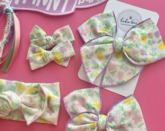 Laços de tulipas da primavera/turbante para bebês/meninas/laços de rabo de cavalo/flores roxas/rosas/amarelas