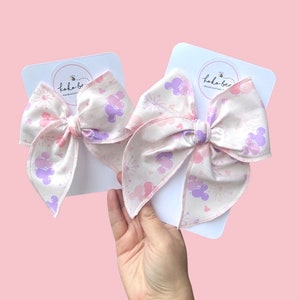 Mouse Celebration Balloons Headwraps, Big Bows & Brynn Style/Disney/Mickey/100th Celebration/Baby/Toddler/Pink/Purple/Long Tail Bow