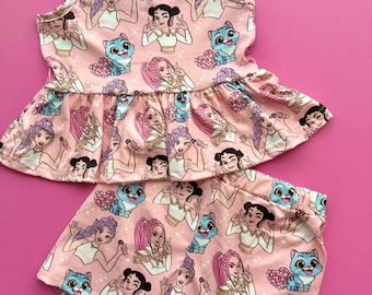 Pink Kpop Girlies 2 Pc Outfit/Girls/Toddler/Pink/Golden/Spring/Summer