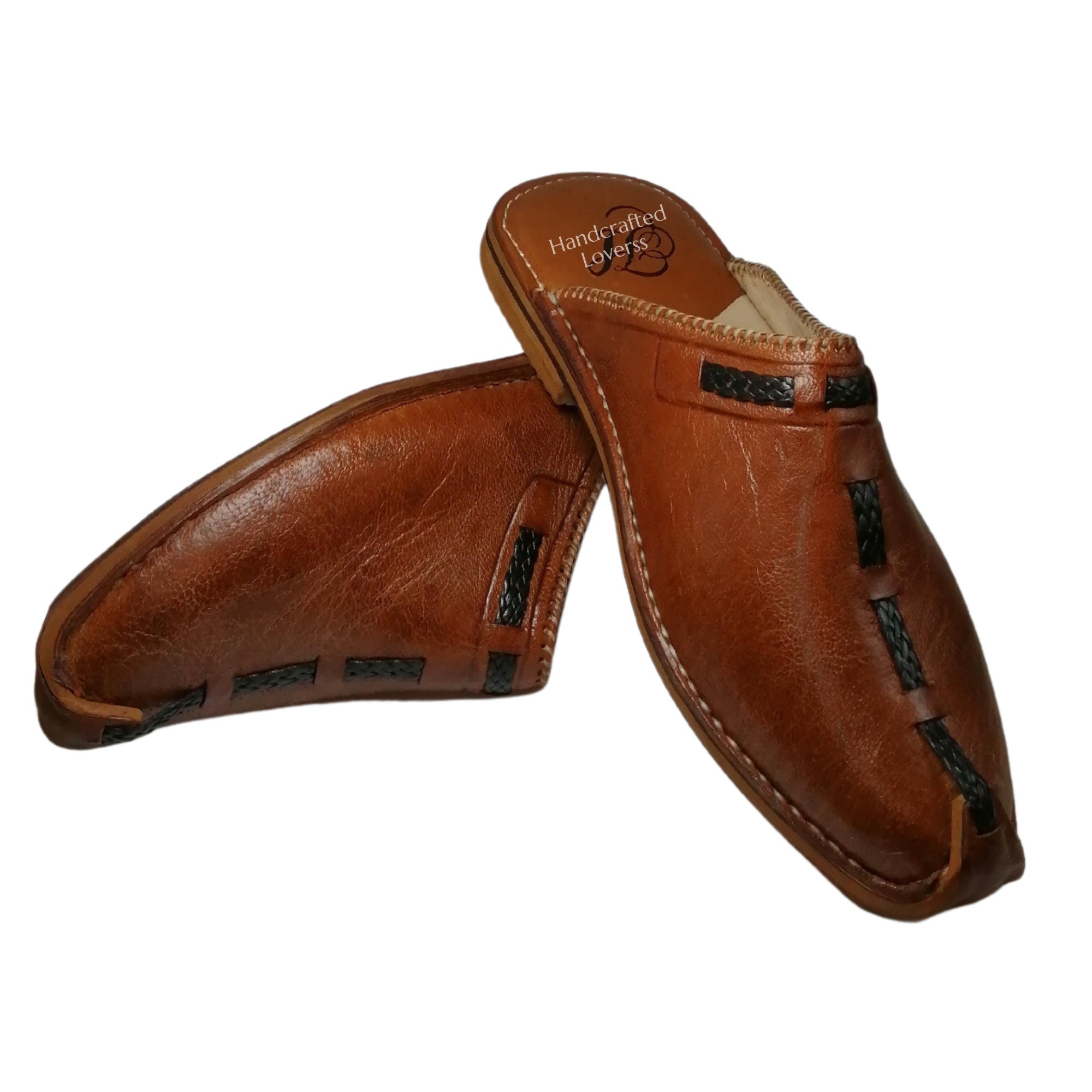 Moroccan Shoes Babouche Men Slippers Handmade Shoes Leather Etsy