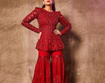 red sharara designs