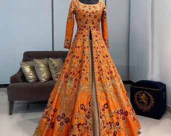 orange pakistani dresses