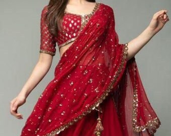 Red Lehenga choli for Women Ready to wear Blouse wedding wear Lahanga Dupatta Lengha custom stitched readymade set USA UK Plus Size Lehenga