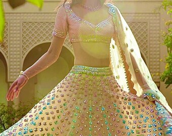 Demoiselle d'honneur Lehenga, chemisier Lehenga Dupatta, tenue de soirée de mariage de créateur indien sur mesure, couture Lengha pour filles et femmes, vêtements ethniques