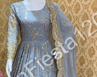 Ready To Wear Anarkali Gown With Embroidery And Sequence Work Special For Wedding Reception Functions, Formal Parties, Festivals Wear Dress