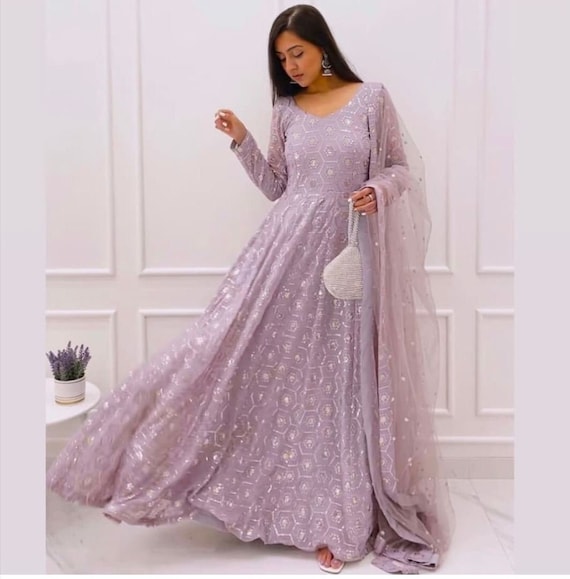 Lavender Salwar Kameez Designer Gown Indian Dresses - Etsy UK