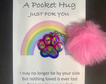 Custom Pocket Hug, Pocket Paw, Paw Print, Memorial, Sympathy Gift, Gift