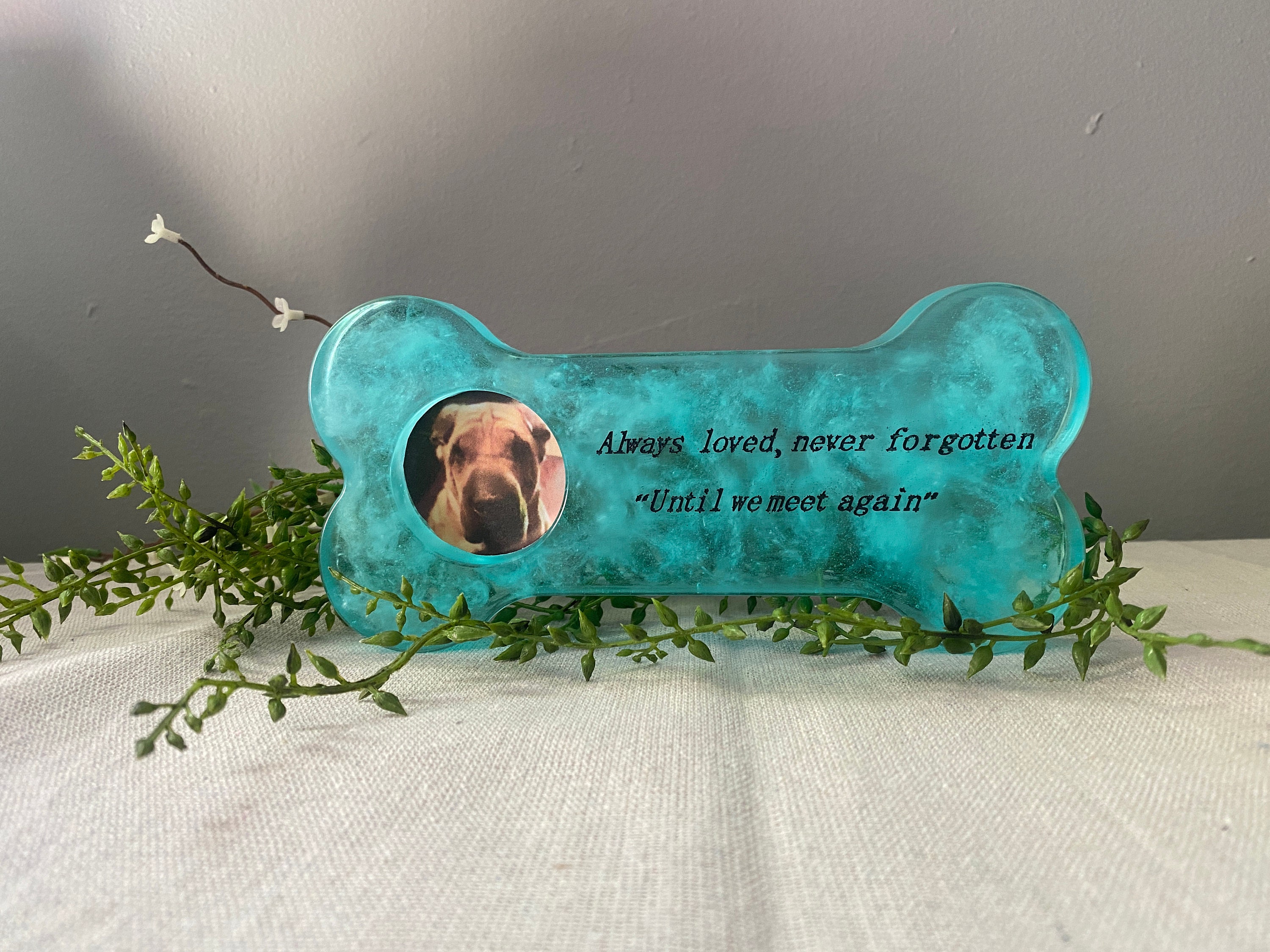 Custom Dog Memorial, Pet Memorial, Photo Memorial, Resin Keepsake