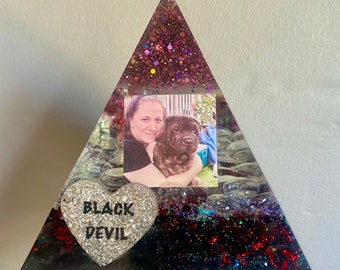 Custom Dog Memorial, Cat Memorial, Pet Memorial, Resin Keepsake, Center Piece, Pyramid, Sympathy Gift, Gift