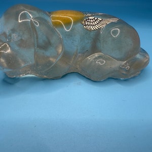 Individuell angefertigtes Hunde-Denkmal, Fell, Asche, Engelsflügel, Welpe, Resin-Andenken