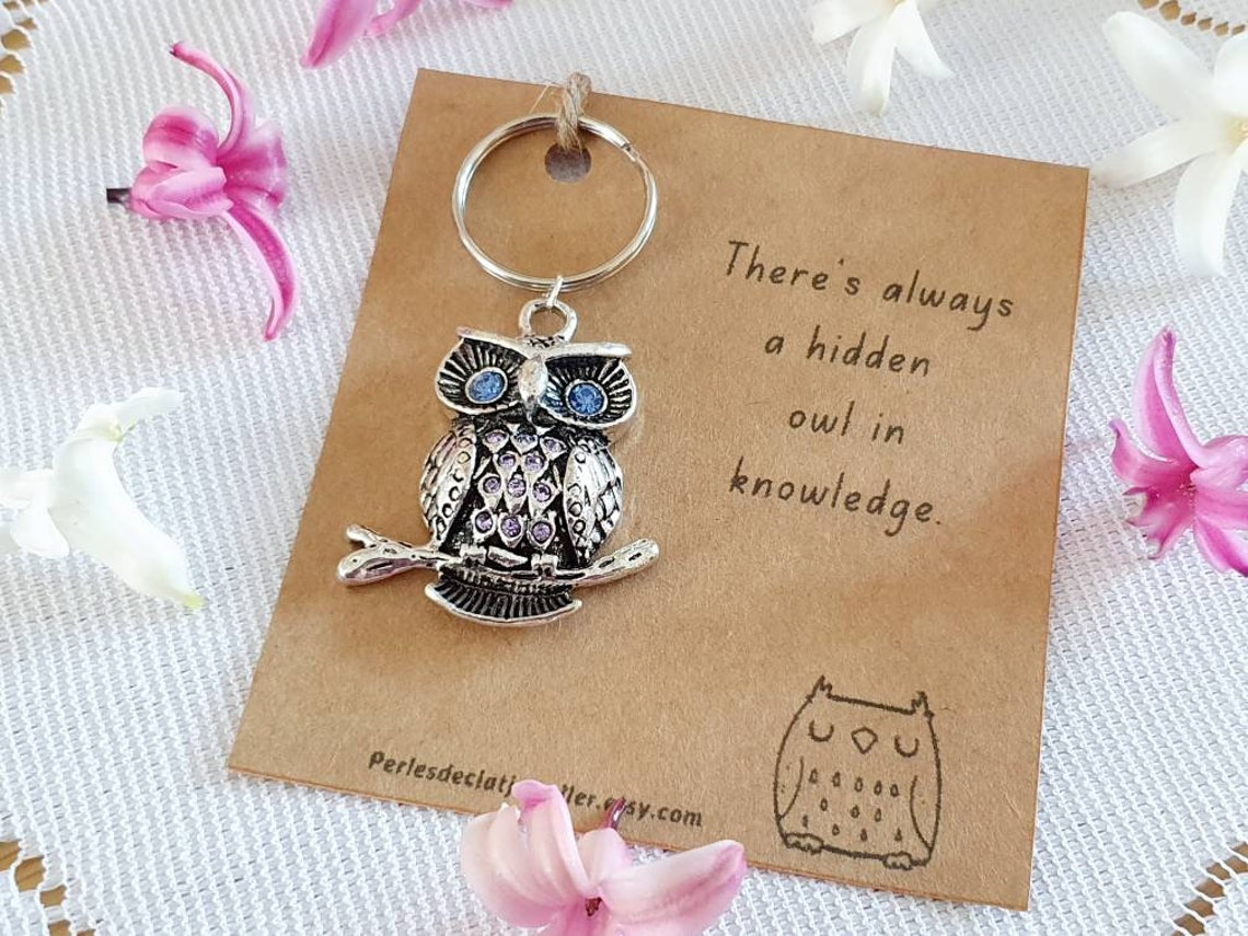 Owl Keychain Animal Keychain Owl Gift Owl Charm Owl Lover Etsy