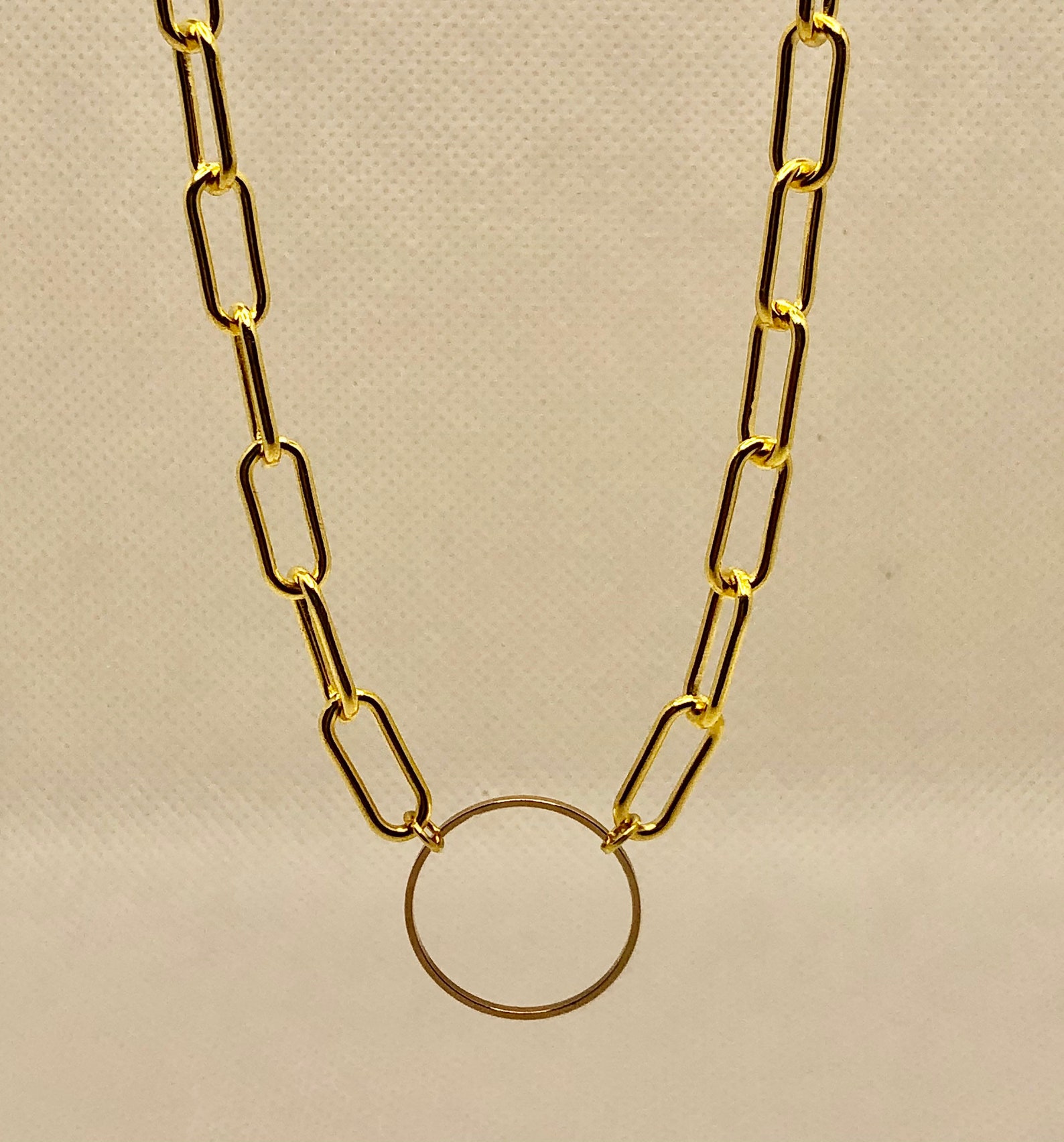 Paperclip chain circle necklace Etsy
