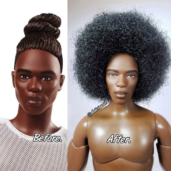 Barbie Looks AA Ken Doll Afro Customized 