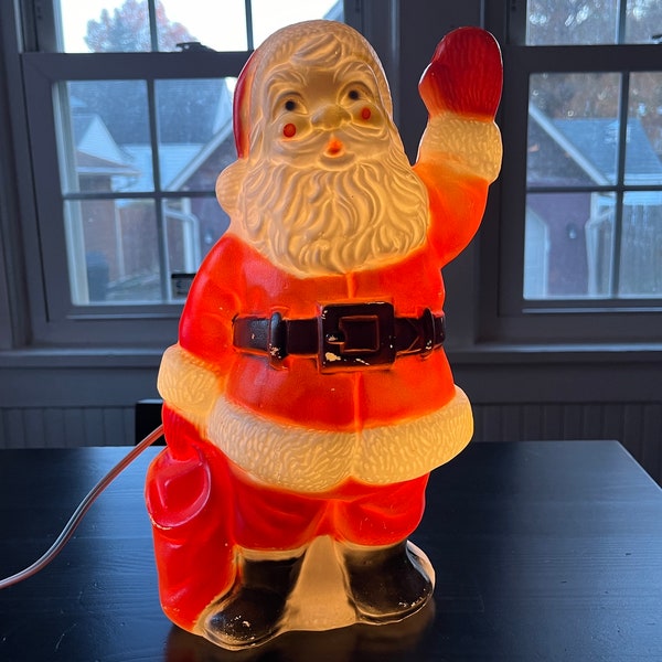 Vintage 13" Light Up Blow Mold Santa Claus by Poloron