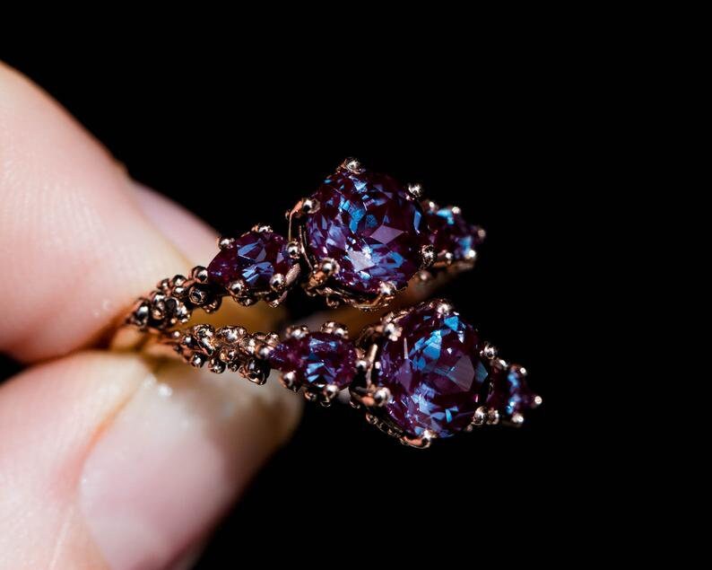 Alexandrite three stone ring alexandrite ring alexandrite Etsy