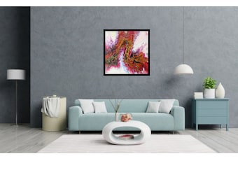 Pintura fluida acrílica abstracta, decoración de paredes, decoración del hogar, decoración de sala de estar, 40 cm, diseño de interiores, tapiz, pintura creativa