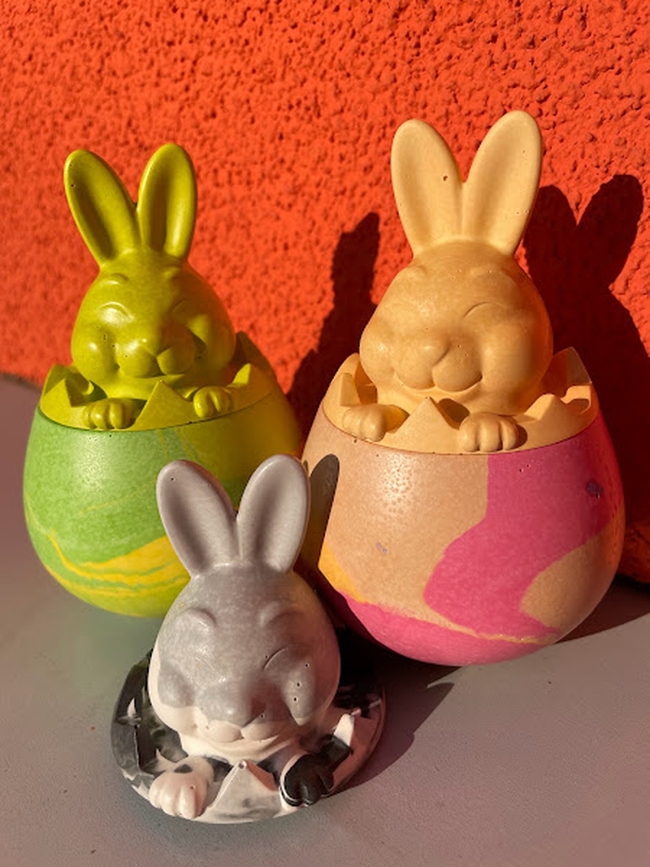 Colorful Rabbit Vase, Bunny Décor, Candy Bowl Gypsum, Serving Romantic ...