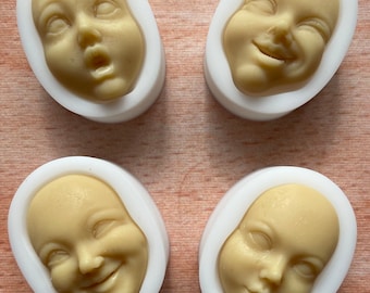 Cara de muñeca de molde de silicona, conjunto de 4 cabezas, cabezas de muñecas, piezas de muñeca, molde de silicona para bebés, cara en miniatura, molde de arcilla fimo wepam, herramienta de modelado