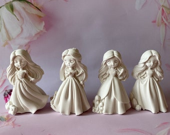 Ready to paint, DIY Princess Figurine Set, Eco-Friendly Crafting Fun, Jesmonite, Art party, paint your own, unpainted figurine