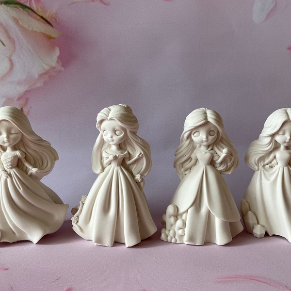 Prêt à peindre, ensemble de figurines de princesse bricolage, bricolage respectueux de l'environnement, jesmonite, fête artistique, peignez votre propre figurine non peinte