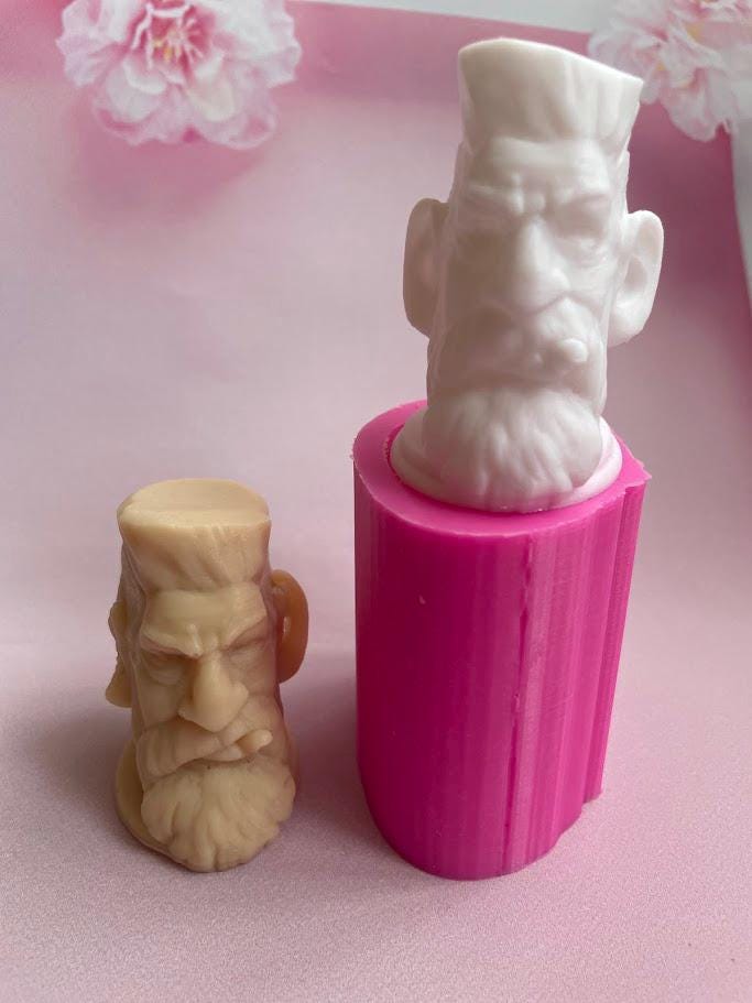 Old Man with Pipe Silicone mold, Human Face, Head mold, Travel, Facial Features, Expressions, Body Part, Candle, Soap, Resin, Clay, Plaster