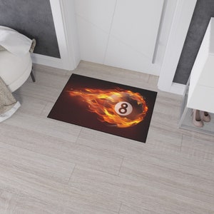Flaming Pool8 ball, Home, Billiard Club decor Area rug, Game room carpet, perfect gift for Billiard Lovers, for bathroom, living room