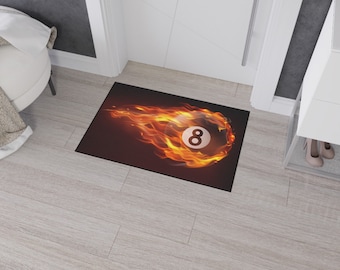 Flaming Pool8 ball, Home, Billiard Club decor Area rug, Game room carpet, perfect gift for Billiard Lovers, for bathroom, living room