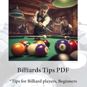 Billiards Tips for Billiard players, Beginners, PDF printable file, Billiards affirmations, tips, motivational examples, Digital download