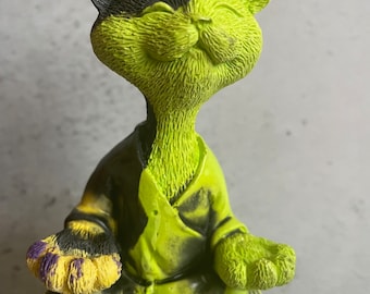 Boeddha mediteren kat figuur kattenstandbeeld, yoga kat beeldje dierlijke sculptuur, woondecoratie, decoratie, houder wierookbrander, kattenliefhebbers cadeau