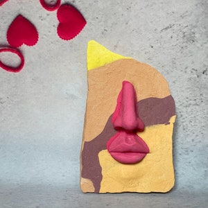 Gypsum Face Ornament, Incense Burner Holder, Tee Candle Holder, Face Sculpture, Minimal Décor, Art Deco, Bookend, Colorful, Interior Decor