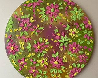 Handgemachte 3D Blumenmalerei, Spachtelmalerei, Spachtelmalerei, Wandbehang, Romantisches Geschenk, Innendekoration, Wohnkultur