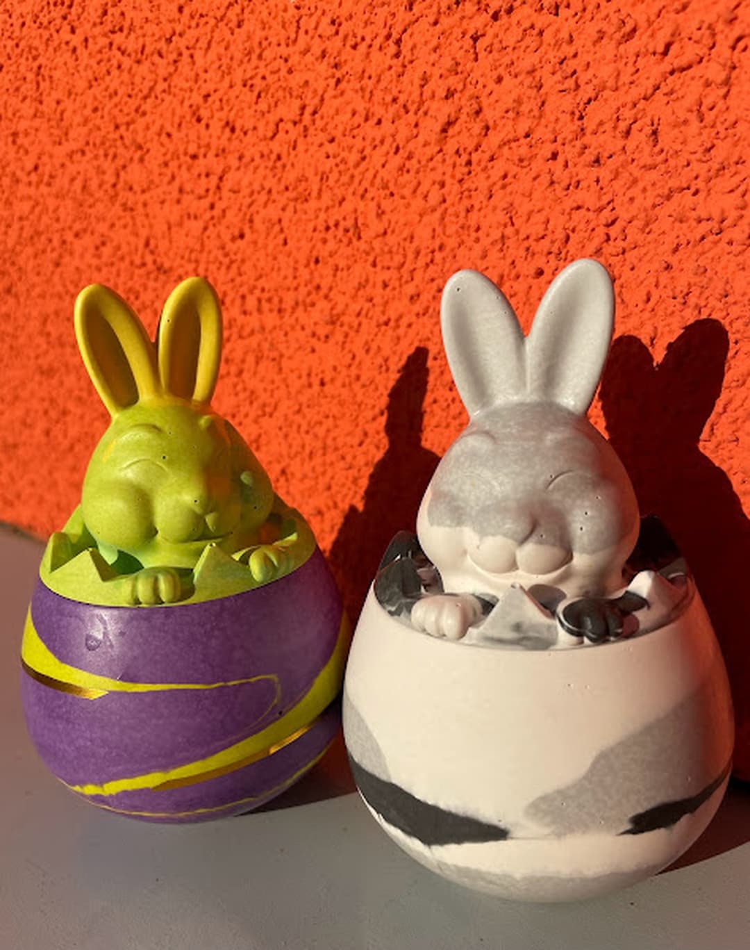 Colorful Rabbit Vase Bunny Décor Candy Bowl Gypsum Serving Etsy