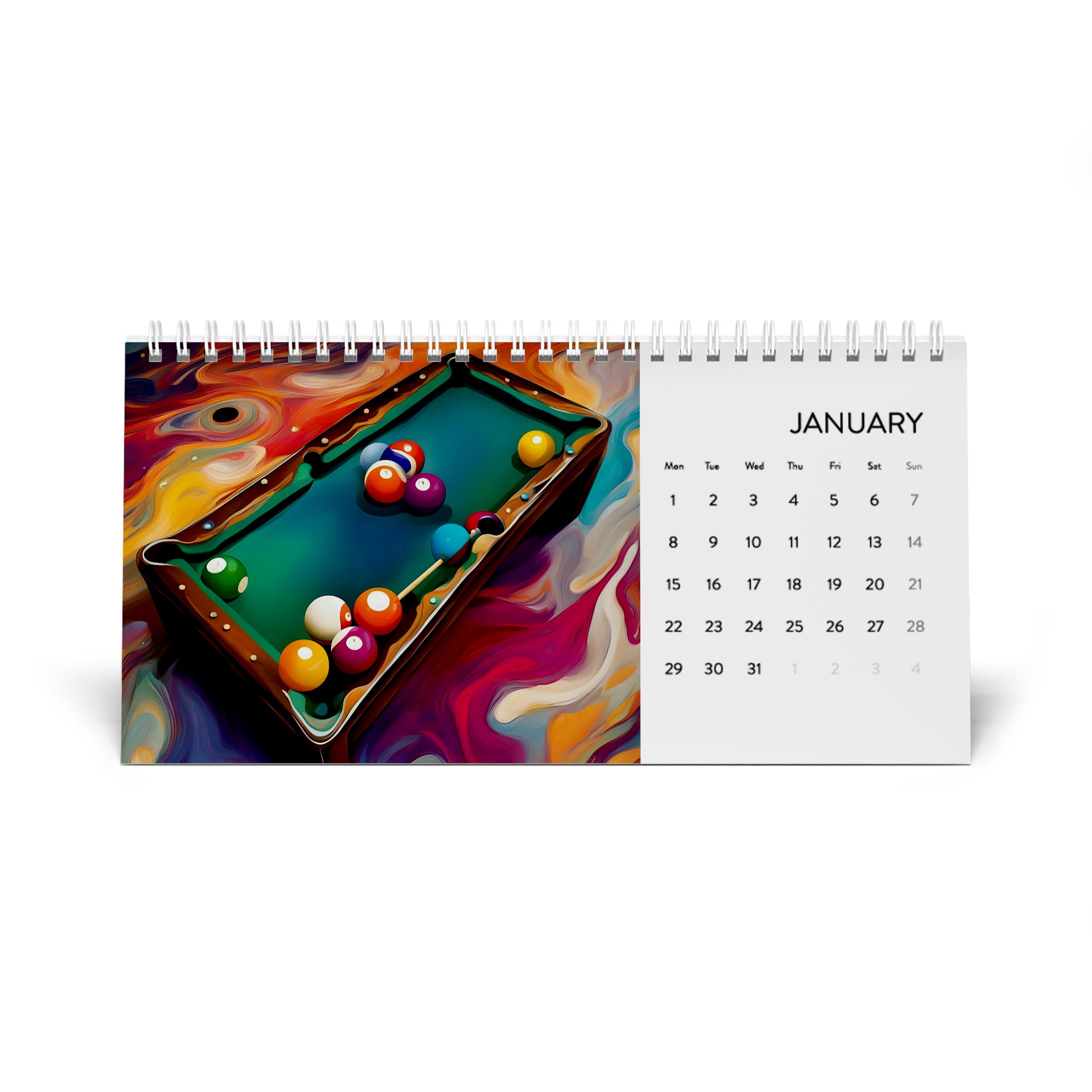 Billiards Desk Calendar 2024 Grid, the 2024 Billiards Calendar, Office