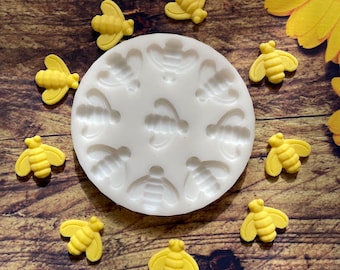 Bee Silicone mold for Resin or Wax melts, for Polymer Clay creations, Fimo mold, Jewelry mold, Craft Supplies tools, Flexible silicon, Clay