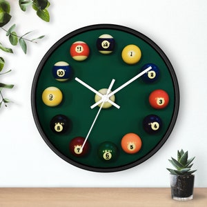 Stylish Stroke - Billiard Ball Wall Clock, Billiard Accessory, Billiard Club Equipment, Gift for billiard lovers