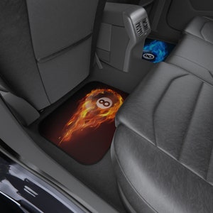 Billiard Car Mats (2x Rear), Flaming Billiard Accessories, Billiards balls, Car floor mat, car accessories for Billiard lovers, Car interior