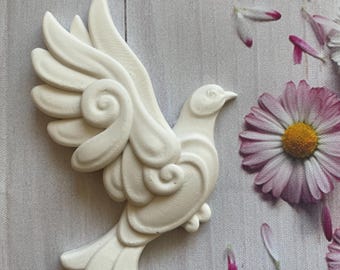 Dove Silicone Mold for Crafts, Ornamental Bird Mold for Clay, Resin, Plaster, Wax, Embellishment for Home Decor, DIY, Scrapbooking, Keychain