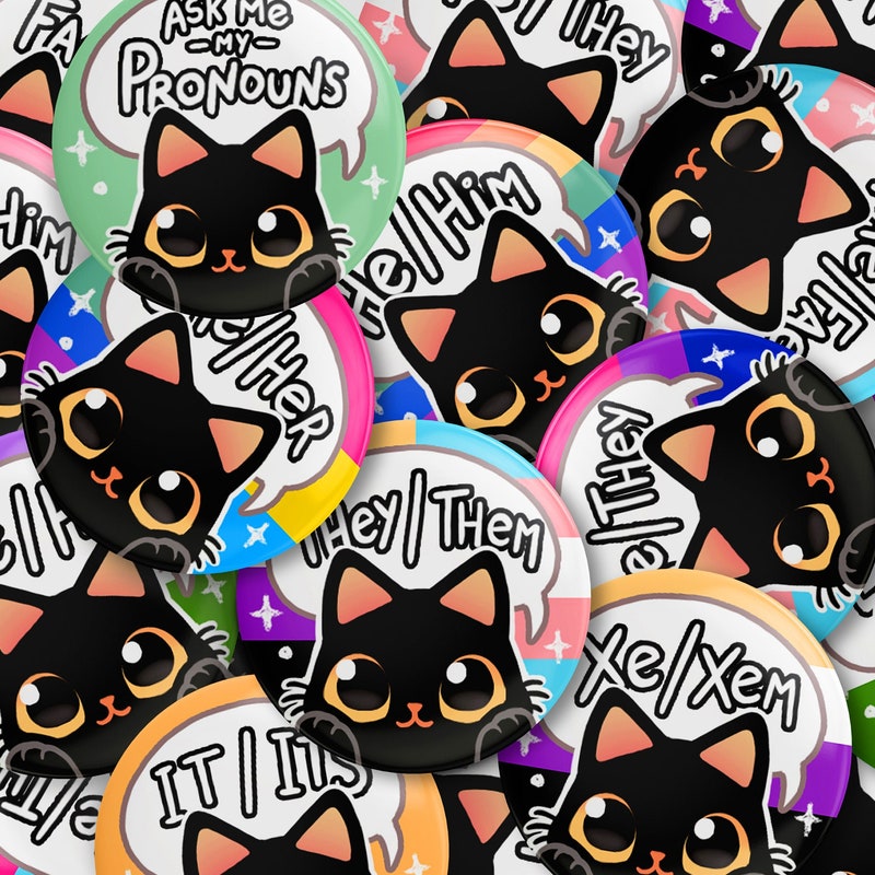 Rainbow They Them Pin Etsy