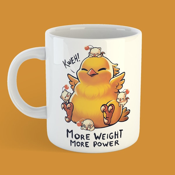 Fat chocobo Mug - Final fantasy ceramic mug 11oz / 15oz or 20oz - kawaii moogles - Jumbo coffee tea chocolate