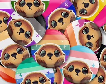 Pin con banderas de la nutria del orgullo - Personalizado LGBTQ - Trans - Gay - Lesbiana - Bi - Ace - Pan - No binario - Demi - Agénero - Arromántico - Género fluido