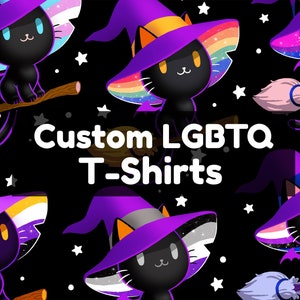 Witch Cat LGBTQ t-shirt - Custom Flag - Gay - Lesbian - Trans - Bisexual - Asexual -  Nonbinary - Pansexual - Agender - Demisexual and more