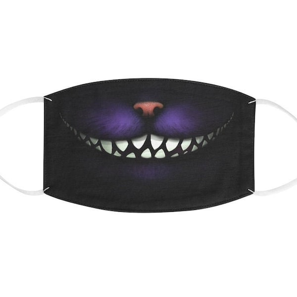 Cheshire cat Fabric Face Mask - Wonderland creepy cat mouth smile - furry animal