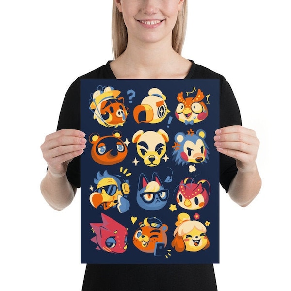 Villagers Animal Crossing Poster - Acnh Art print - Tom Nook - Isabelle - Raymond - Marshall - Flick - Daisy mae - Blathers