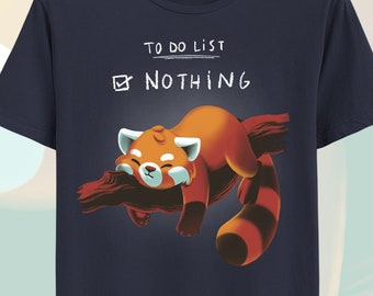 T-shirt panda rouge paresseux - T-shirt mignon pour la sieste de panda - liste de choses à faire - T-shirt temps de procrastination