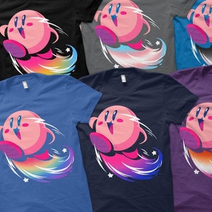 T-shirt Kirby Flags LGBTQ - drapeau personnalisé - gay - lesbienne - trans - bisexuel - asexuel - pansexuel - non binaire - fierté arc-en-ciel kawaii