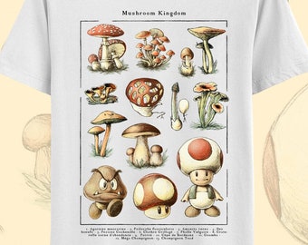 Super Mario mushrooms t-shirt - Mario Bros tee - Luigi Mario Peach Toad Browser Yoshi - Retro gamer power up - Mushrooms natural Art